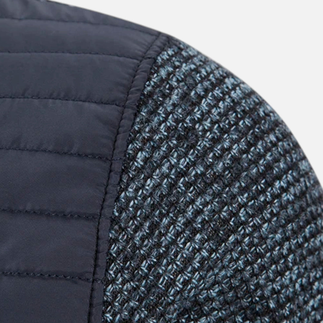Abrigo largo moderno drapeado de cuello alto para hombre