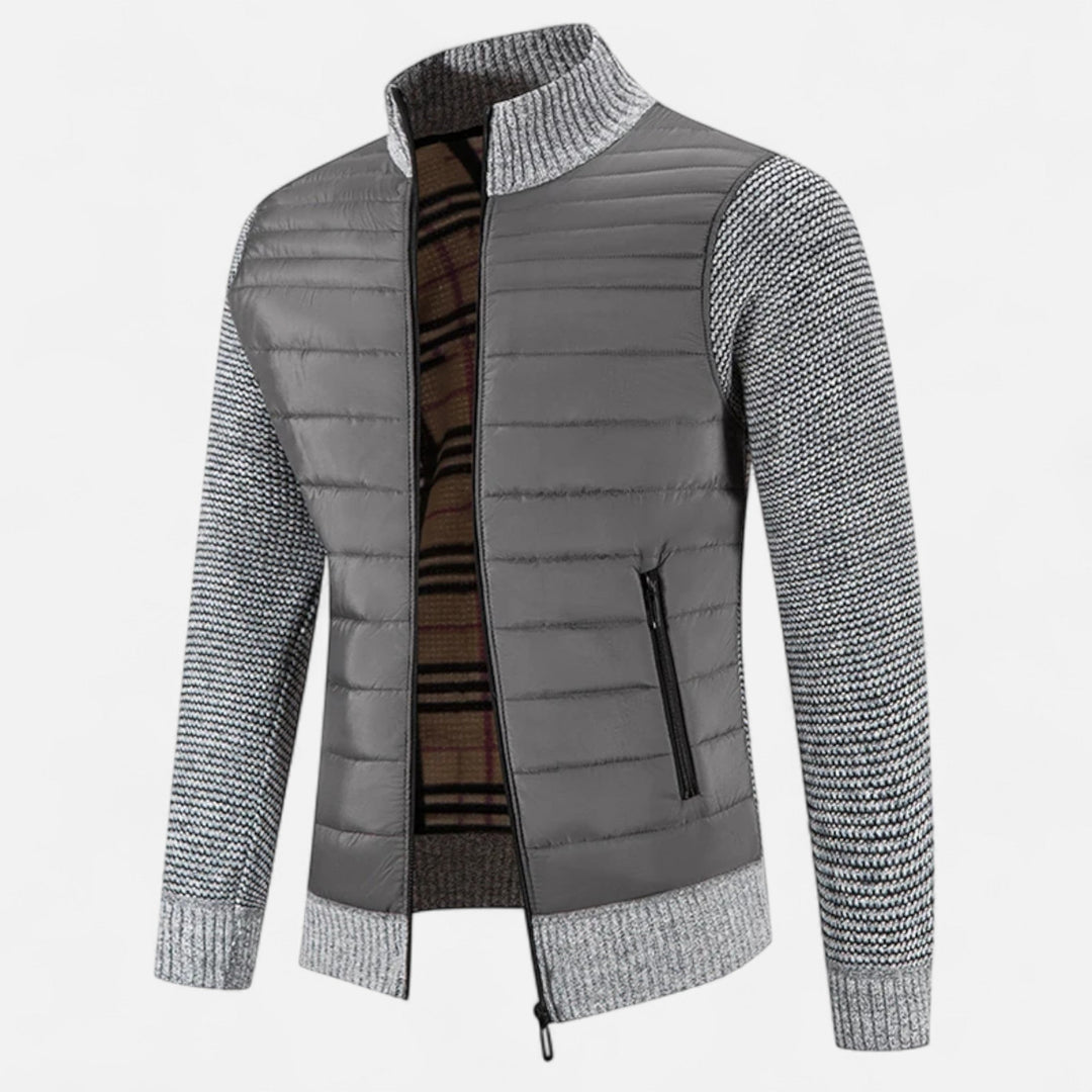 Abrigo largo moderno drapeado de cuello alto para hombre