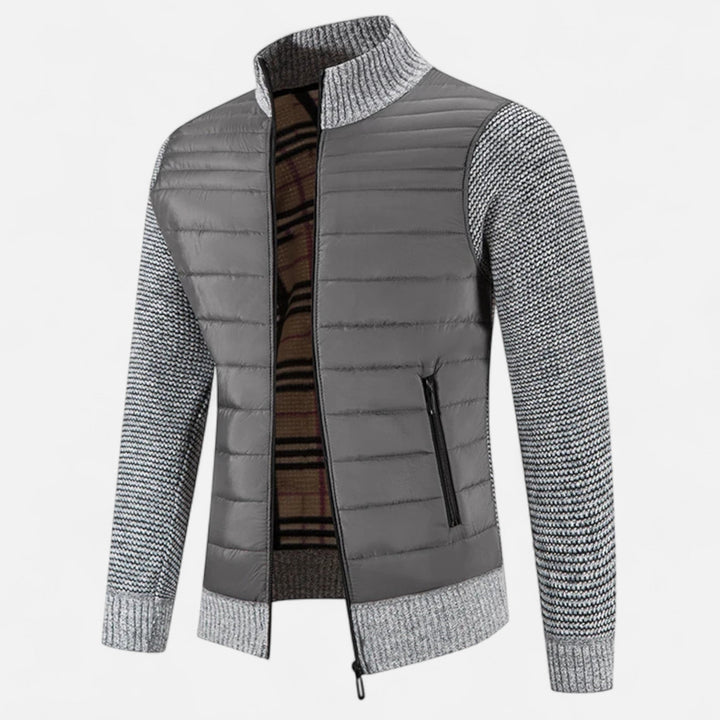 Abrigo largo moderno drapeado de cuello alto para hombre
