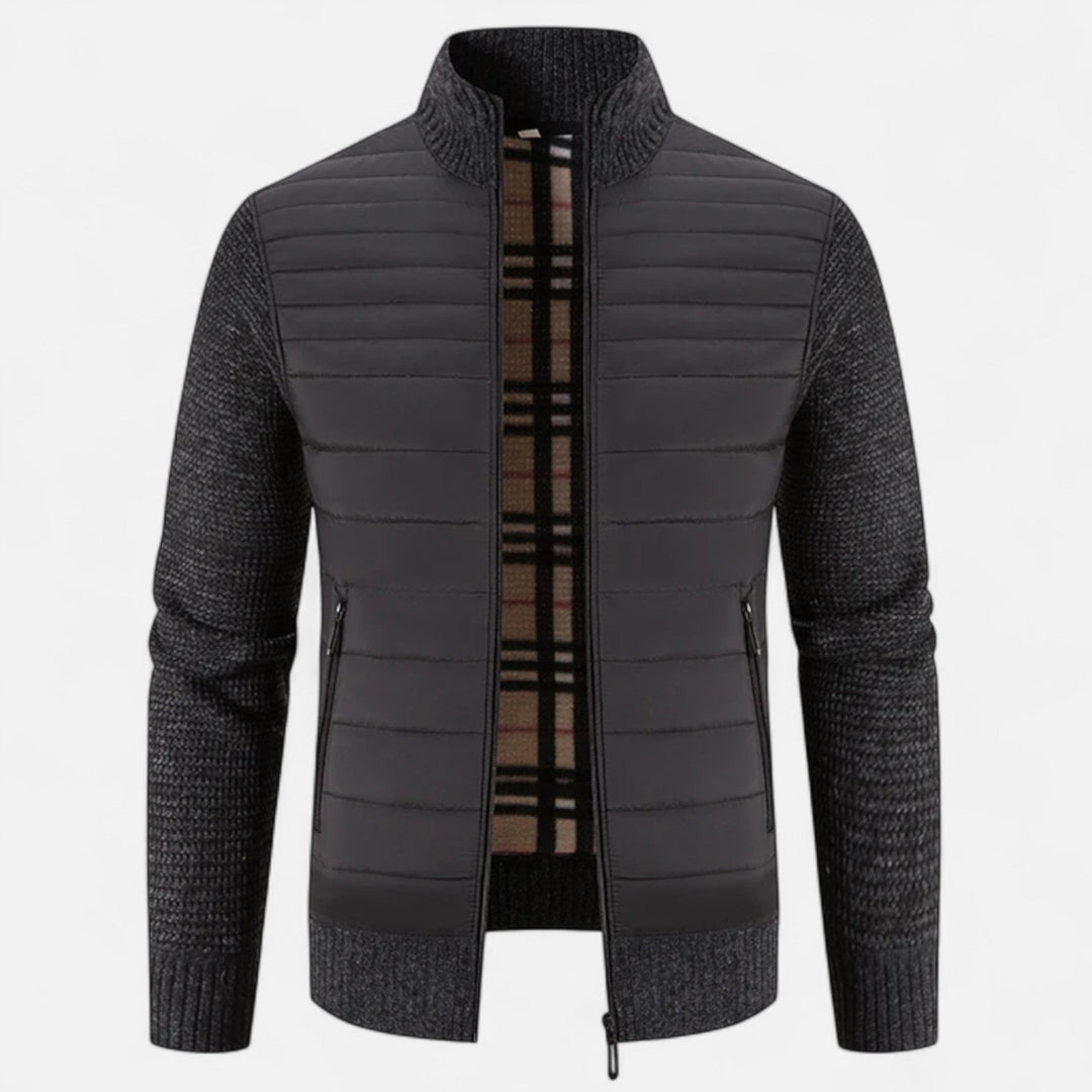 Abrigo largo moderno drapeado de cuello alto para hombre