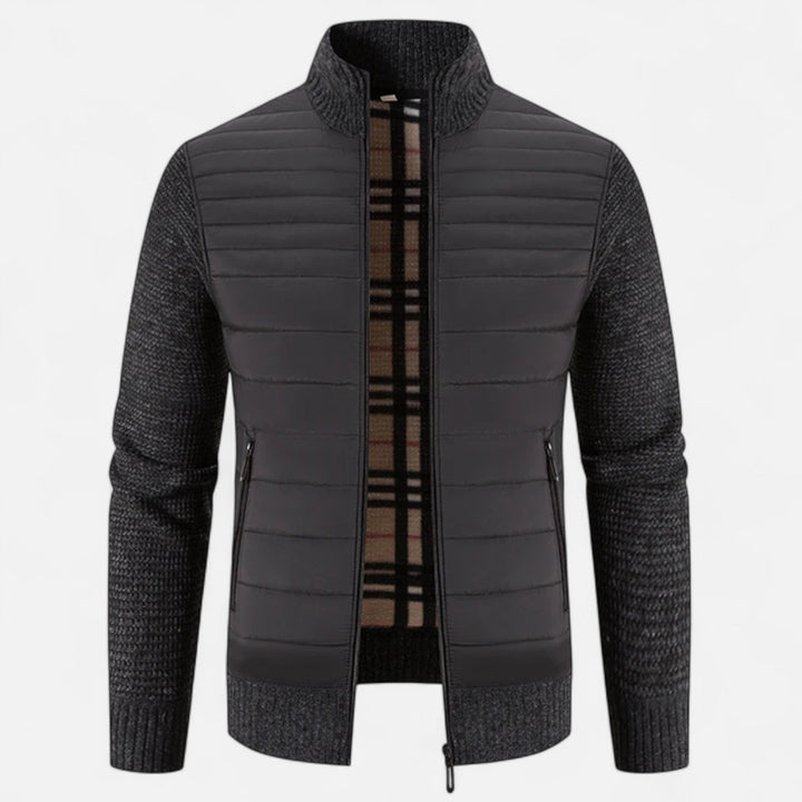 Abrigo largo moderno drapeado de cuello alto para hombre