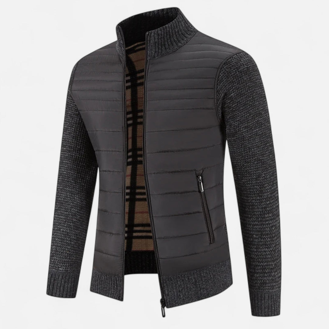 Abrigo largo moderno drapeado de cuello alto para hombre