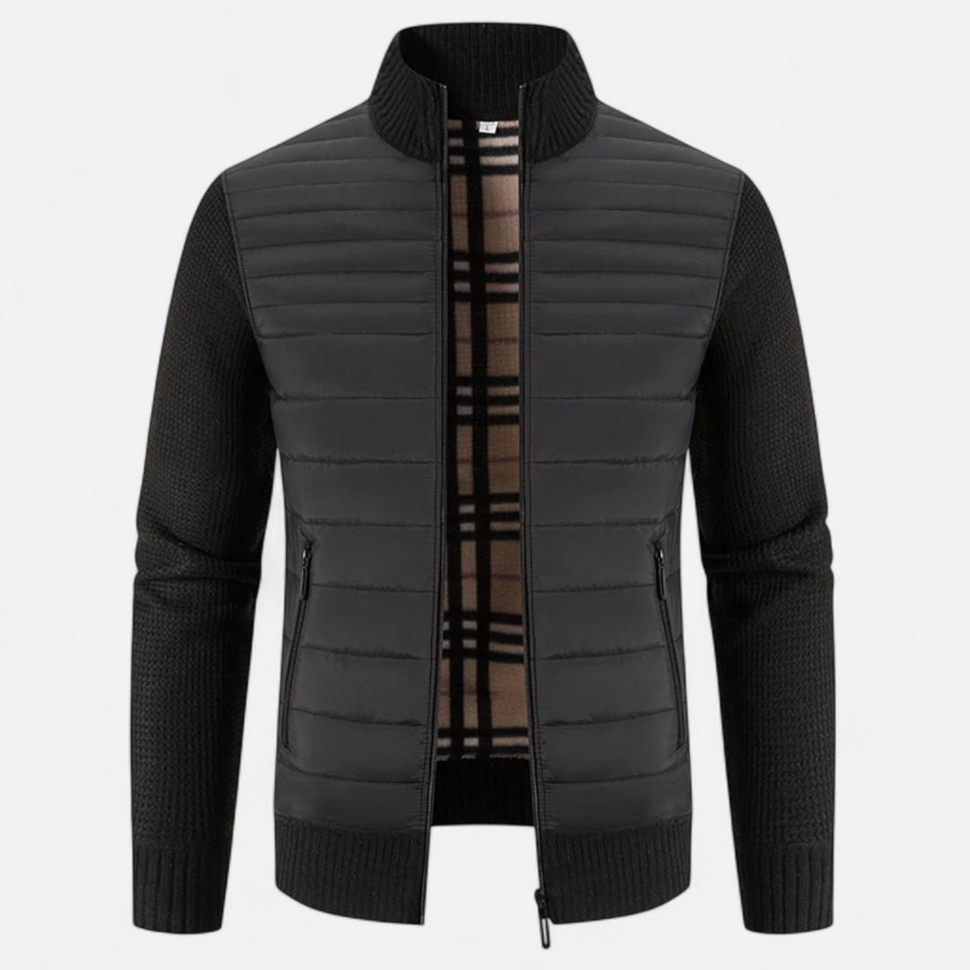 Abrigo largo moderno drapeado de cuello alto para hombre