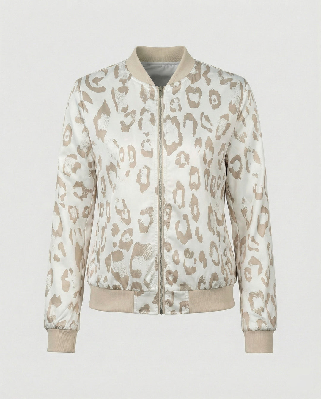 Chaqueta bomber brillante para mujer con cierre de cremallera