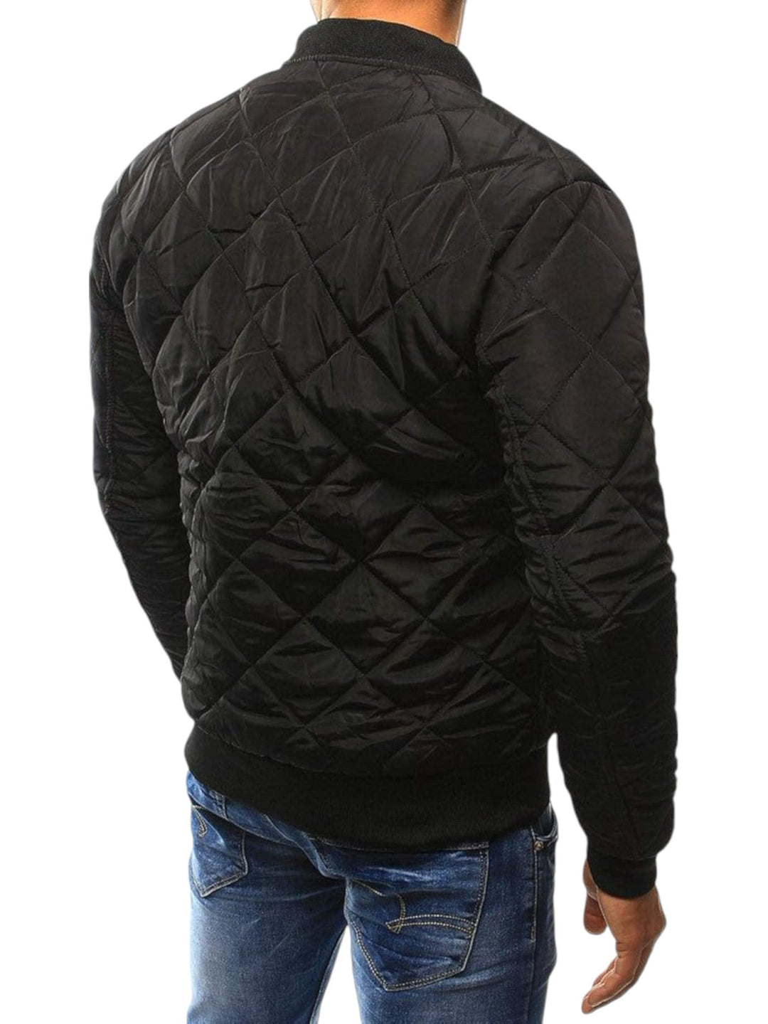 Men's Quilted Bomber Jacket – Stylish Baseball Collar with Zip