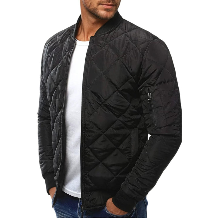 Men's Quilted Bomber Jacket – Stylish Baseball Collar with Zip