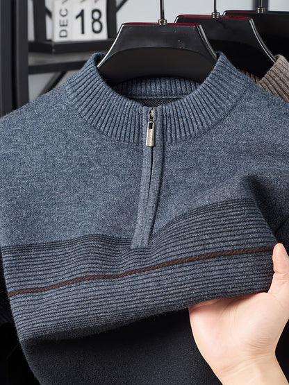 Camisola clássica de homem com fecho no pescoço - essencial aconchegante para o outono e o inverno