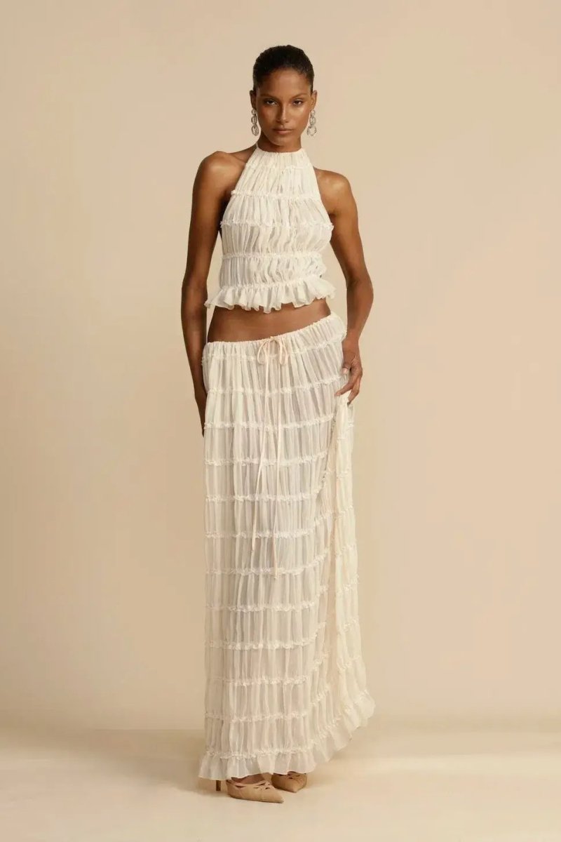 Women's Backless Top and Long Skirt Set - Chic Fashion Outfit-The Yellow Prime