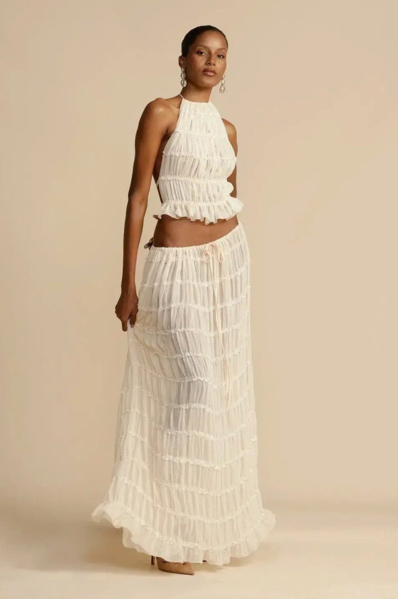 Women's Backless Top and Long Skirt Set - Chic Fashion Outfit-The Yellow Prime