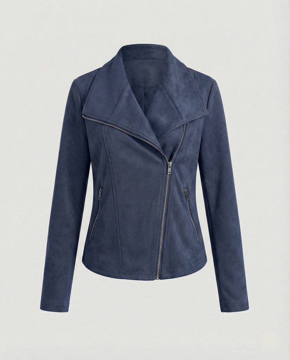 Women's Tailored Asymmetric-Zip Faux Suede Biker Jacket