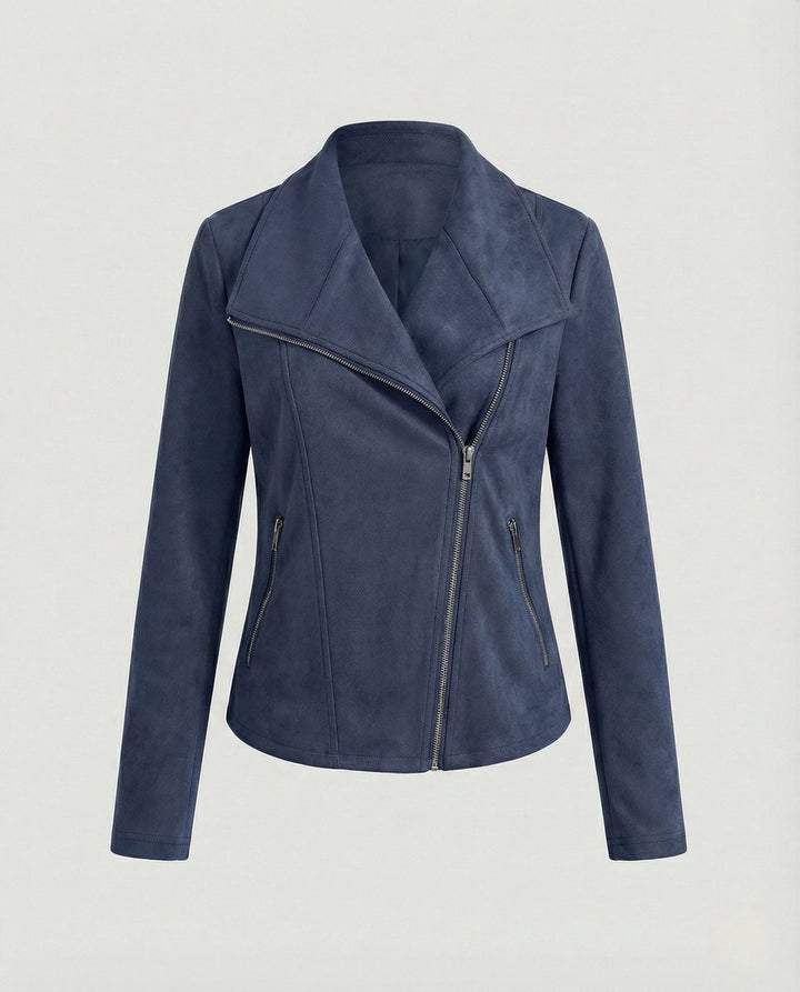 Women's Tailored Asymmetric-Zip Faux Suede Biker Jacket
