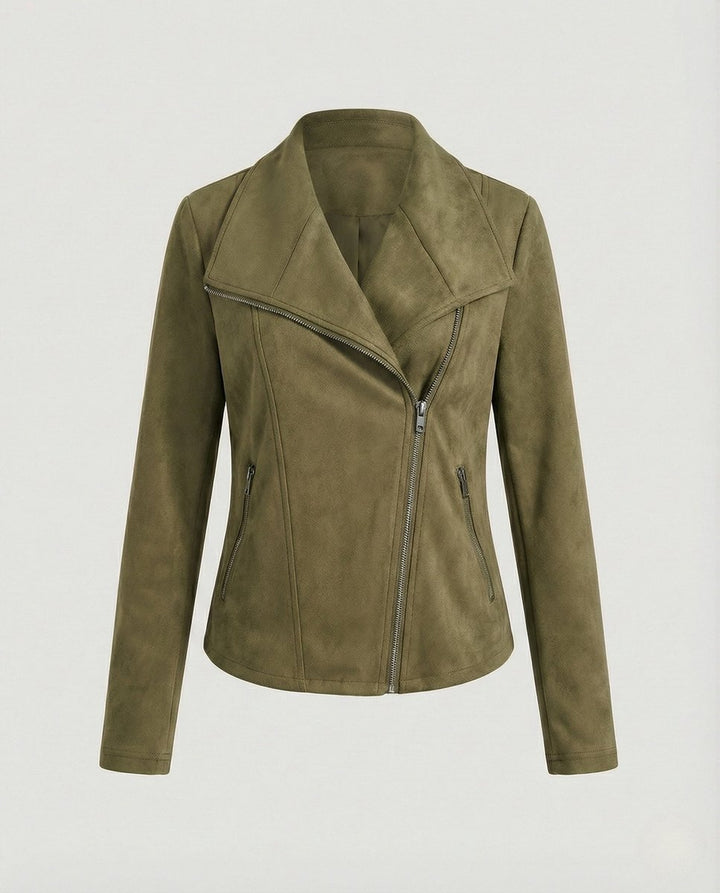 Women's Tailored Asymmetric-Zip Faux Suede Biker Jacket