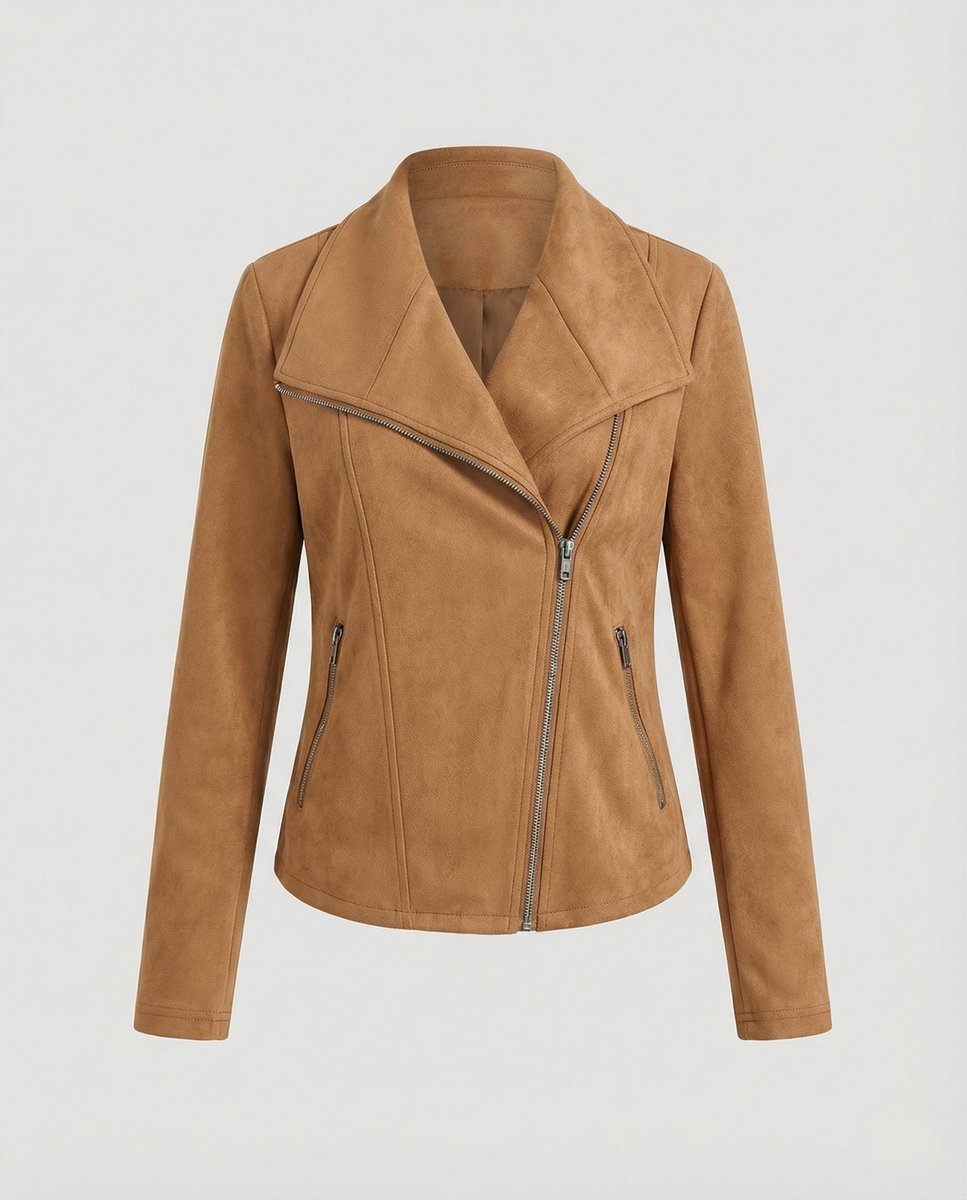 Women's Tailored Asymmetric-Zip Faux Suede Biker Jacket