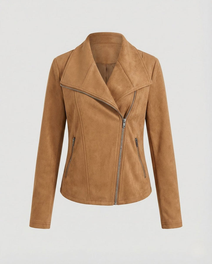 Women's Tailored Asymmetric-Zip Faux Suede Biker Jacket