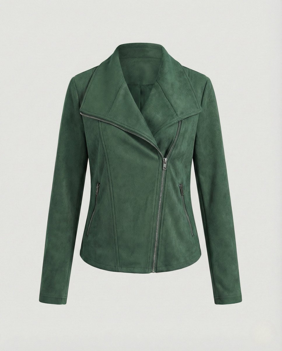 Women's Tailored Asymmetric-Zip Faux Suede Biker Jacket