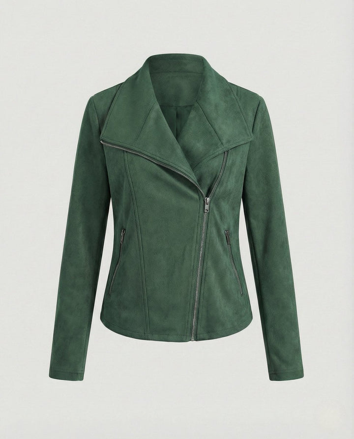 Women's Tailored Asymmetric-Zip Faux Suede Biker Jacket