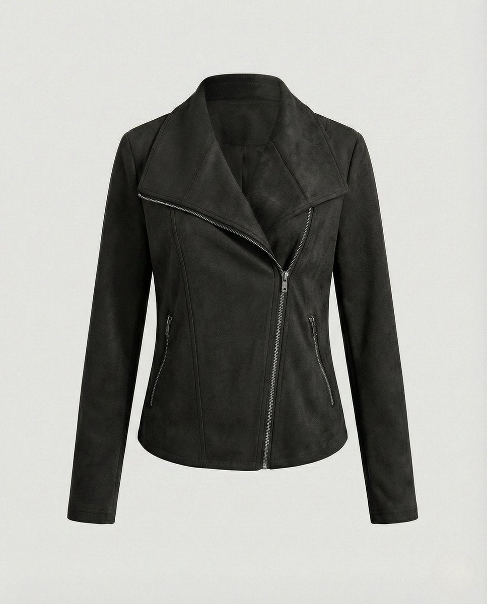 Women's Tailored Asymmetric-Zip Faux Suede Biker Jacket