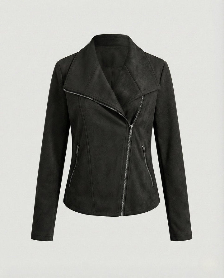 Women's Tailored Asymmetric-Zip Faux Suede Biker Jacket