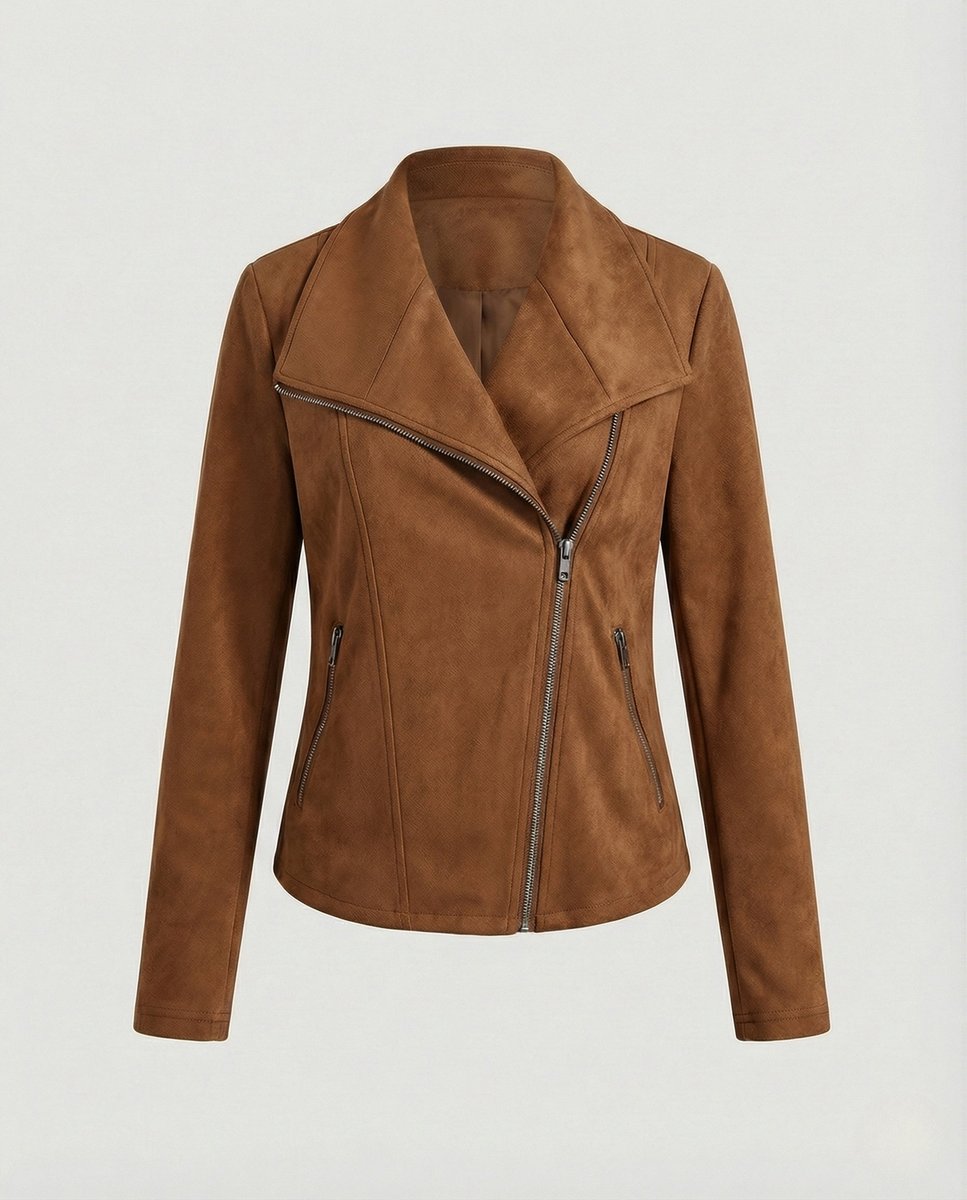 Women's Tailored Asymmetric-Zip Faux Suede Biker Jacket