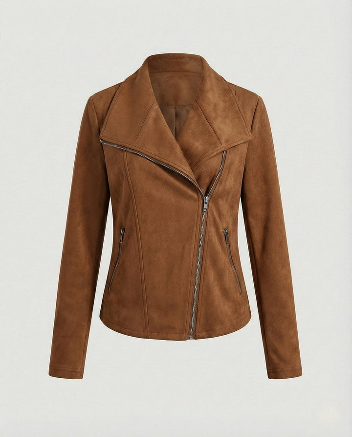 Women's Tailored Asymmetric-Zip Faux Suede Biker Jacket
