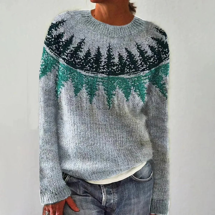 Women's Colorful Scandinavian Patterned Knitted Sweater