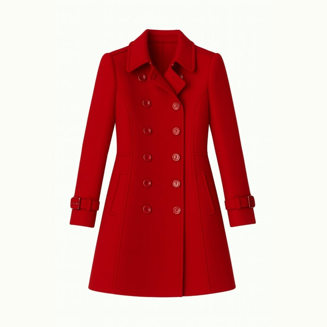 Minimalistisk trenchcoat med skårat slag och utsvängd passform för kvinnor