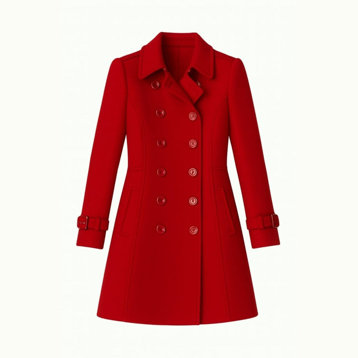 Minimalistisk trenchcoat med skårat slag och utsvängd passform för kvinnor