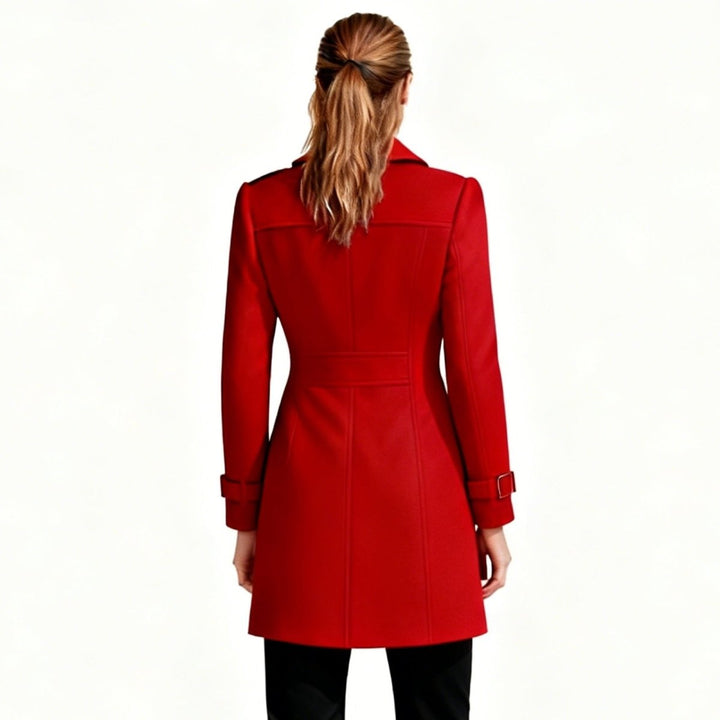 Minimalistisk trenchcoat med skårat slag och utsvängd passform för kvinnor