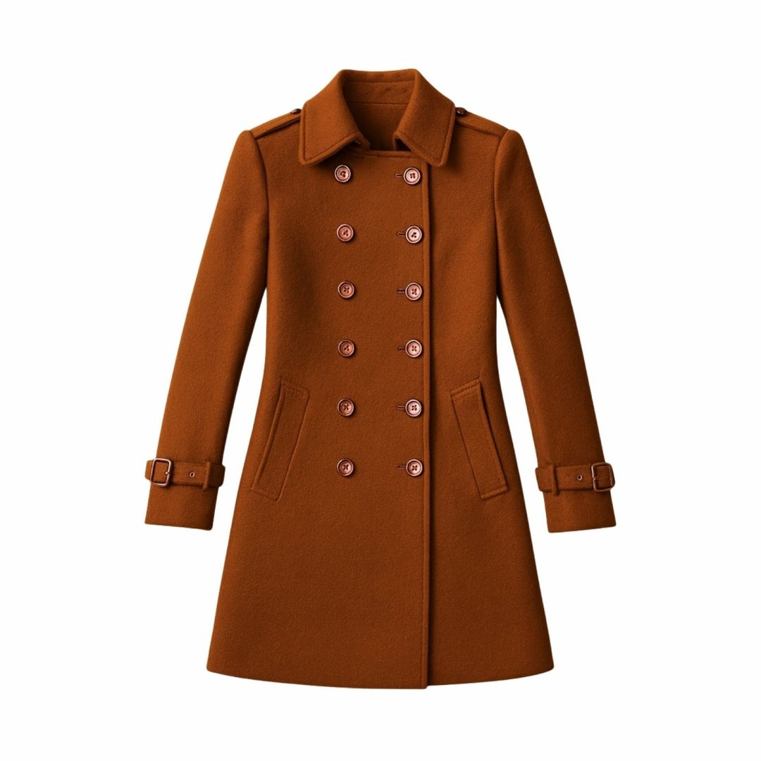 Minimalistisk trenchcoat med skårat slag och utsvängd passform för kvinnor
