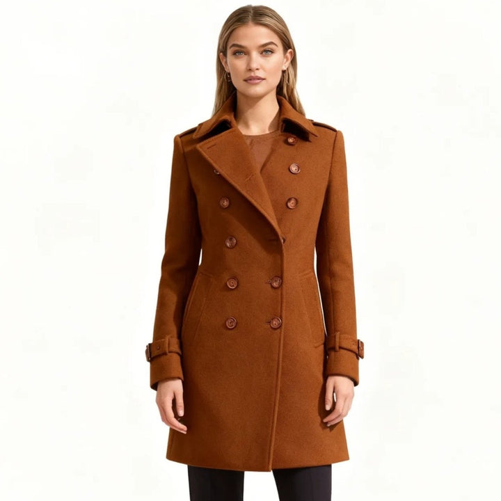 Minimalistisk trenchcoat med skårat slag och utsvängd passform för kvinnor