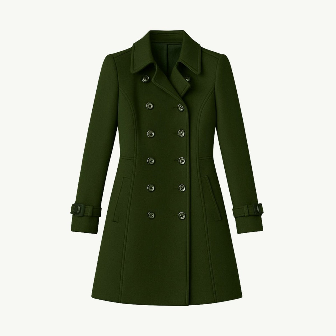 Minimalistisk trenchcoat med skårat slag och utsvängd passform för kvinnor