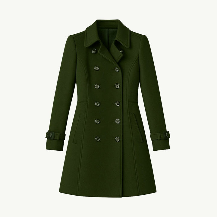 Minimalistisk trenchcoat med skårat slag och utsvängd passform för kvinnor