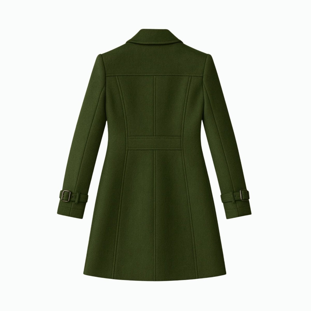Minimalistisk trenchcoat med skårat slag och utsvängd passform för kvinnor