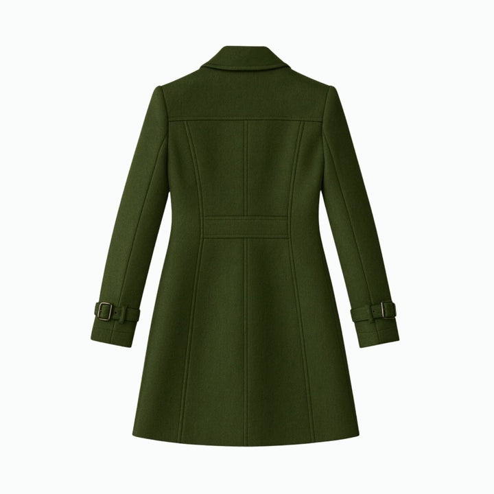 Minimalistisk trenchcoat med skårat slag och utsvängd passform för kvinnor