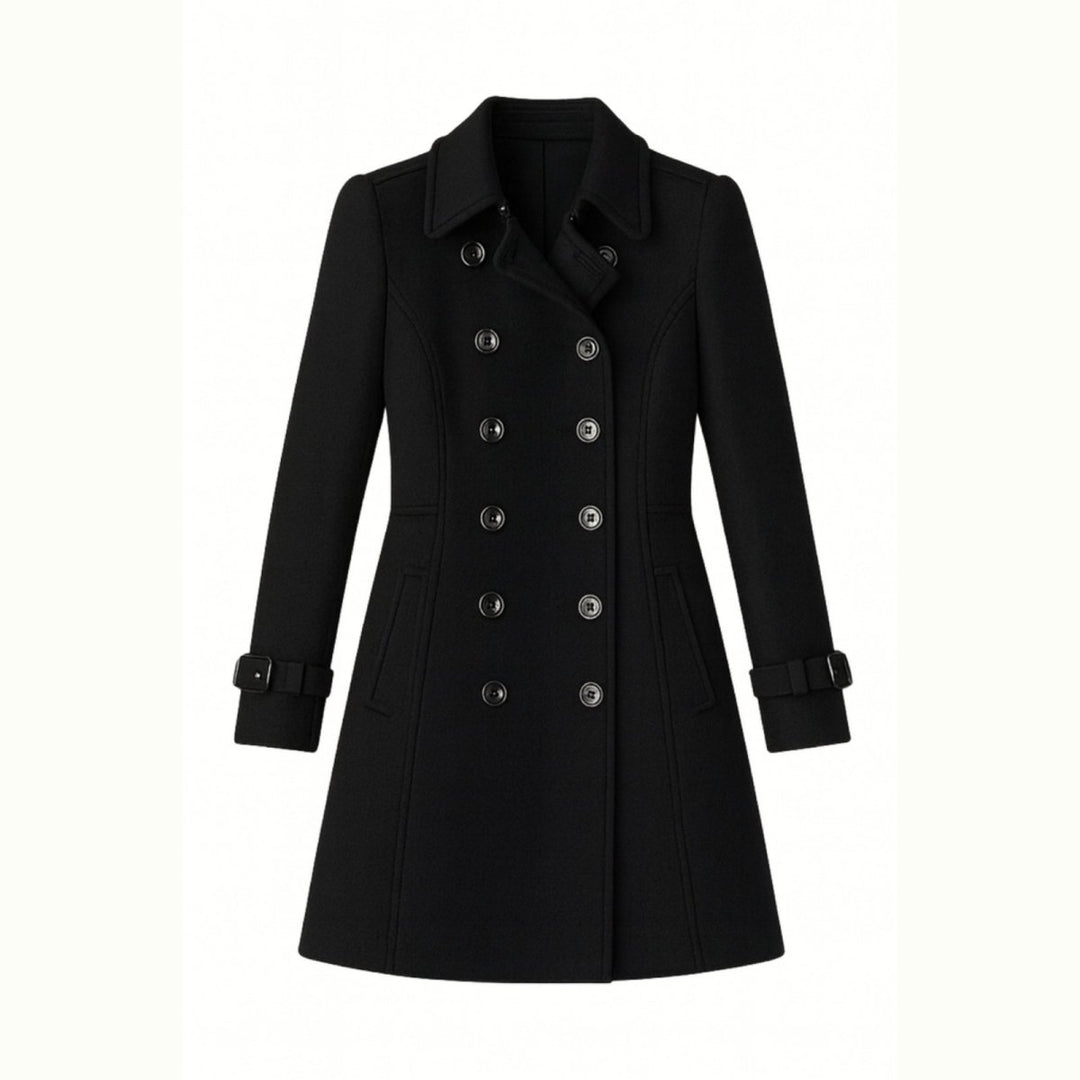 Minimalistisk trenchcoat med skårat slag och utsvängd passform för kvinnor