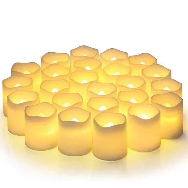 Velas LED sin llama de Halloween con luz blanca cálida, juego de 24