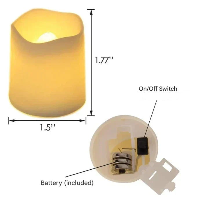 Velas LED sin llama de Halloween con luz blanca cálida, juego de 24