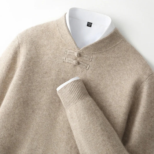 Pull en laine pour homme avec fermeture à brandebourgs – Un indispensable douillet pour l’automne et l’hiver