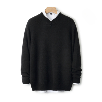 Pullover da uomo in lana con chiusura a alamari – Un capo essenziale e comodo per autunno e inverno