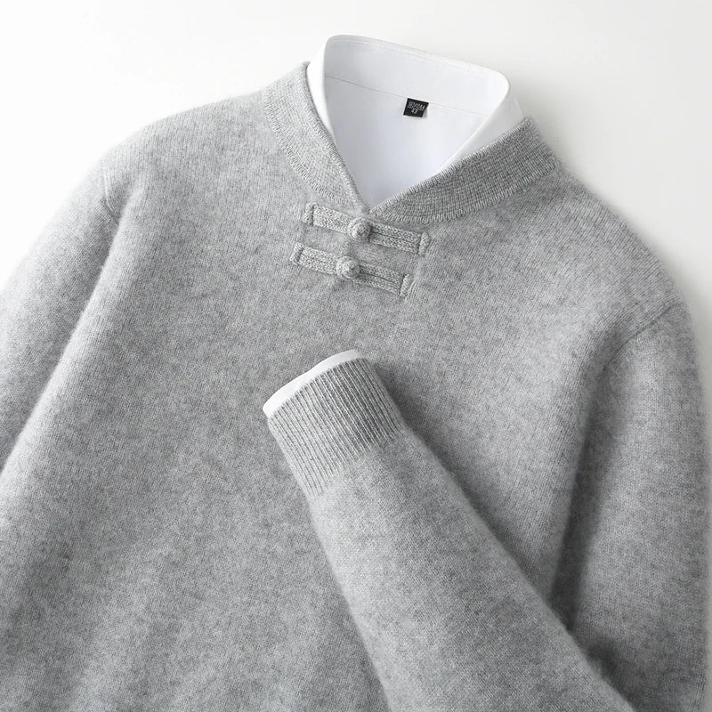 Pullover da uomo in lana con chiusura a alamari – Un capo essenziale e comodo per autunno e inverno