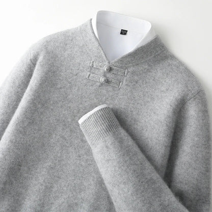 Pullover da uomo in lana con chiusura a alamari – Un capo essenziale e comodo per autunno e inverno