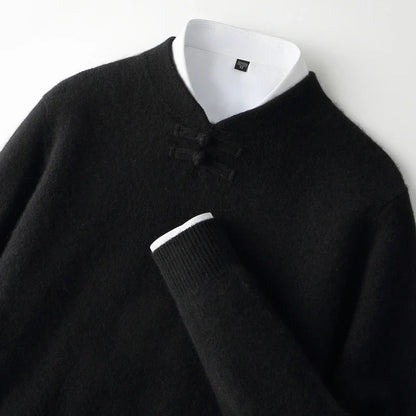 Pullover da uomo in lana con chiusura a alamari – Un capo essenziale e comodo per autunno e inverno