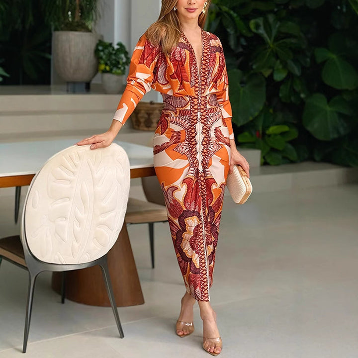 Sophia | Women's Elegant V-Neck Dress-The Yellow Prime