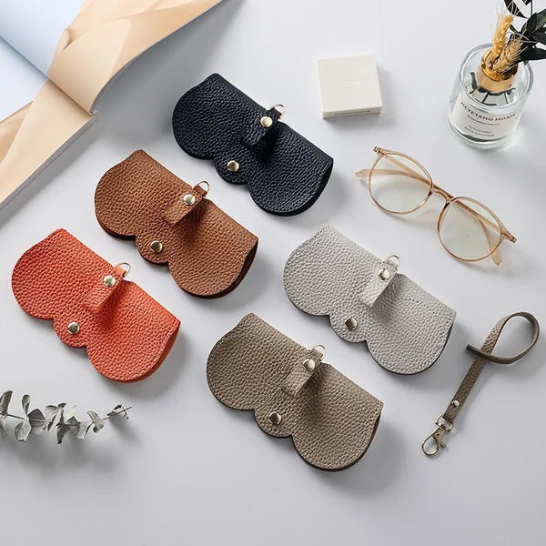 Sophisticated Women's Leather Glasses Case with Snap Closure-The Yellow Prime