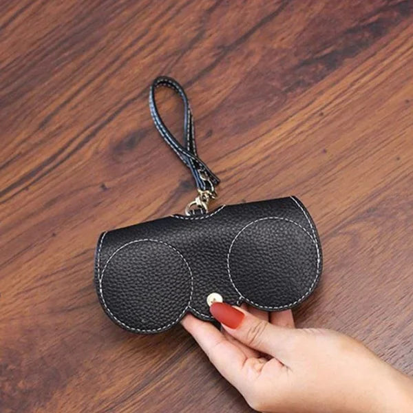Sophisticated Women's Leather Glasses Case with Snap Closure-The Yellow Prime