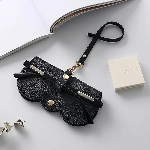 Sophisticated Women's Leather Glasses Case with Snap Closure-The Yellow Prime