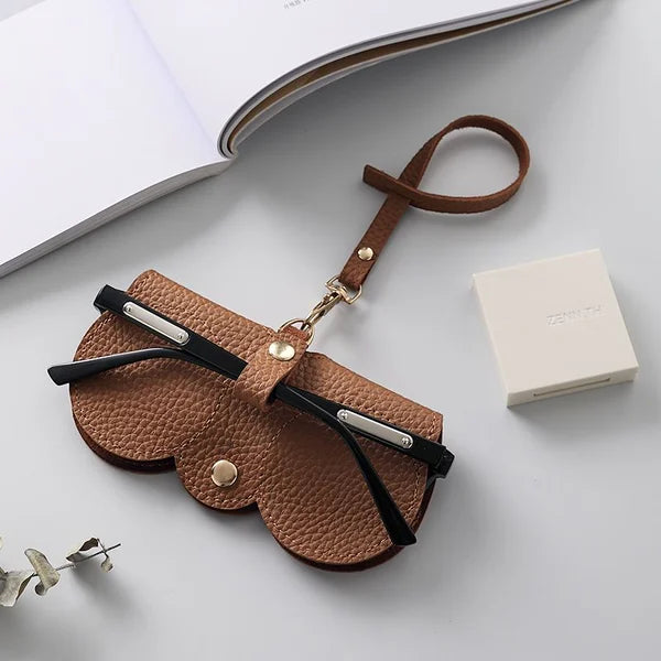 Sophisticated Women's Leather Glasses Case with Snap Closure-The Yellow Prime