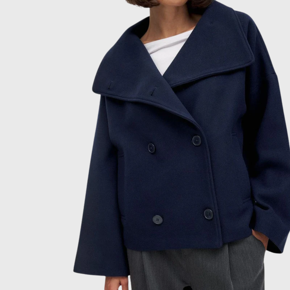 Manteau oversize croisé aux lignes sculptées pour femme