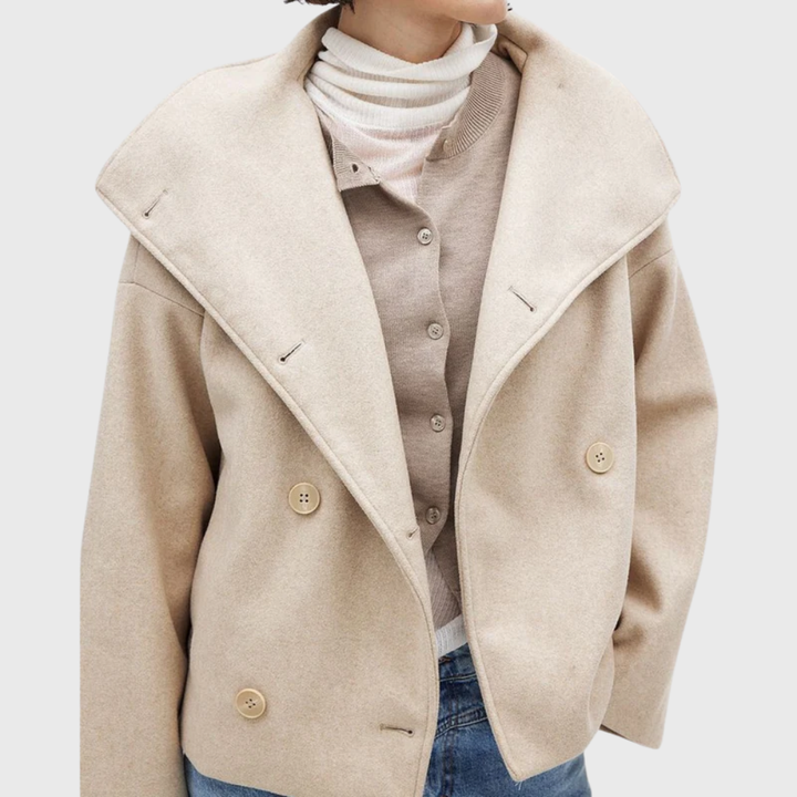 Manteau oversize croisé aux lignes sculptées pour femme