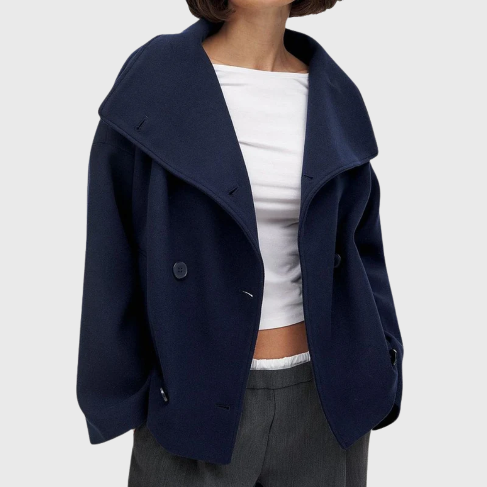 Manteau oversize croisé aux lignes sculptées pour femme